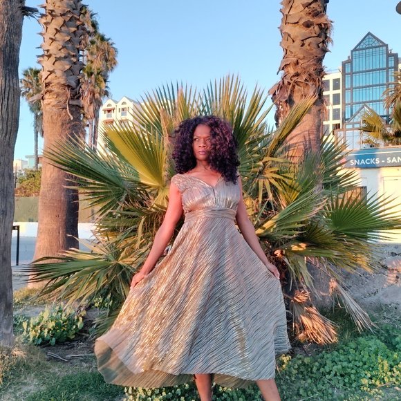 NWT MAJE Royal Pleated Maxi Dress In Khaki sz 40 $415 - Picture 1 of 16